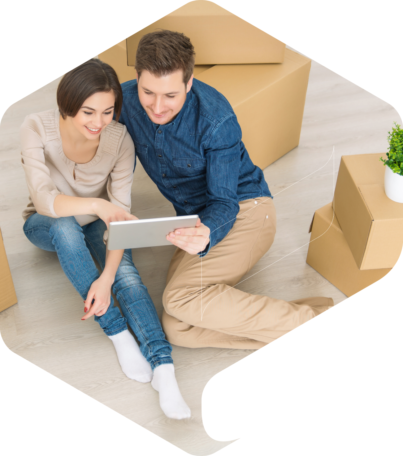 Image of a couple sitting on the floor